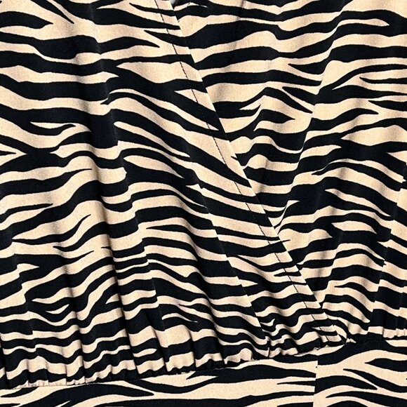 LOFT Tan Black Animal Print Long Sleeve Midi Dress Size 6 NWT Fall - Picture 9 of 12